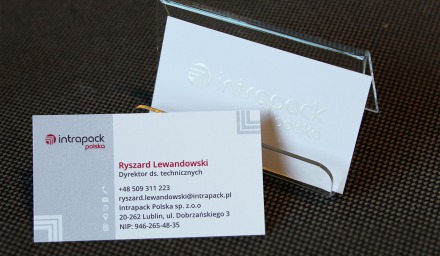 Projekt graficzny i druk wizytówki dla firmy Intrapack Polska